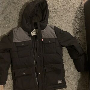 Levi's Black and Gray Hooded Jacket